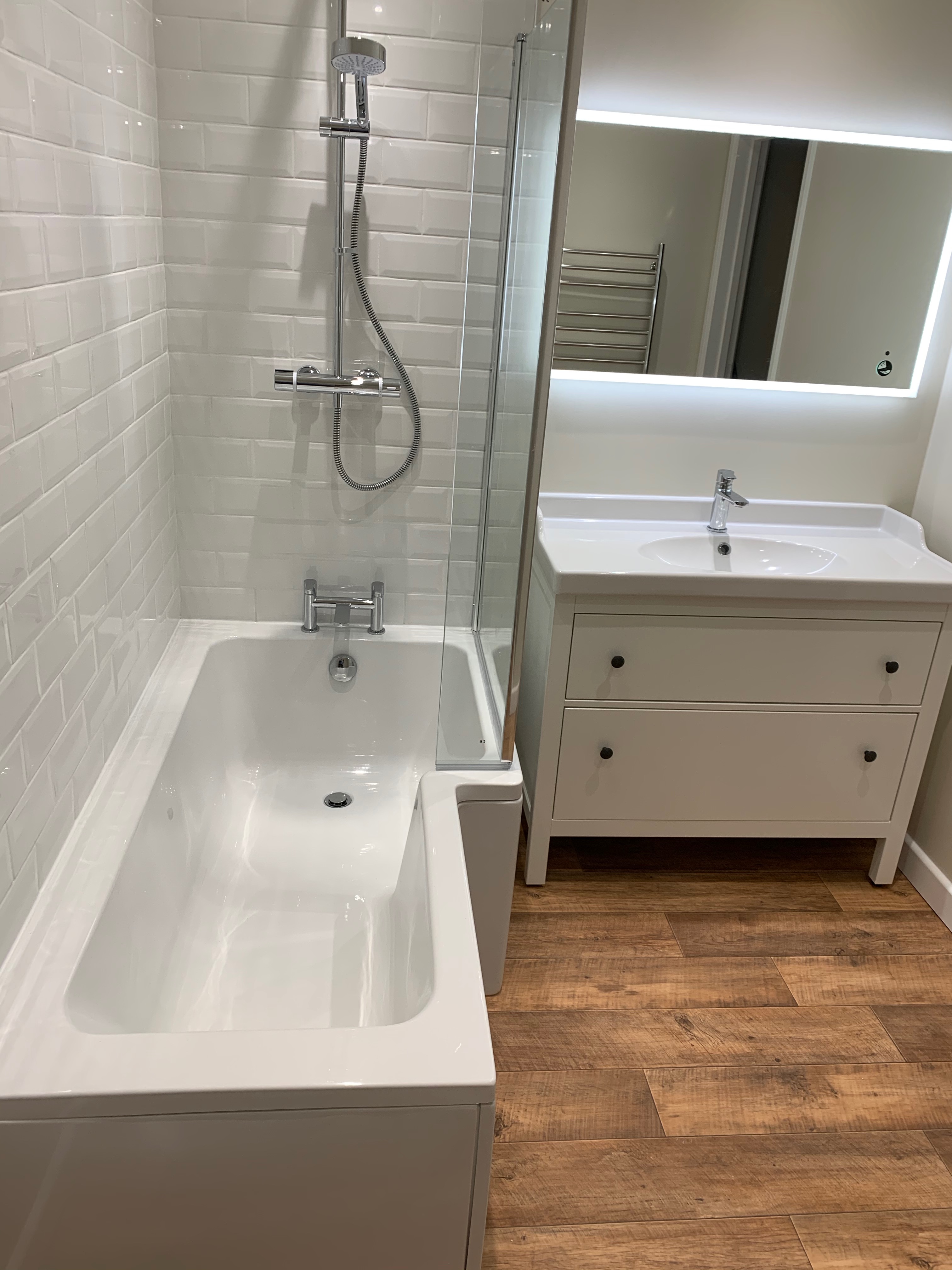 Bathroom renovation with shower bath